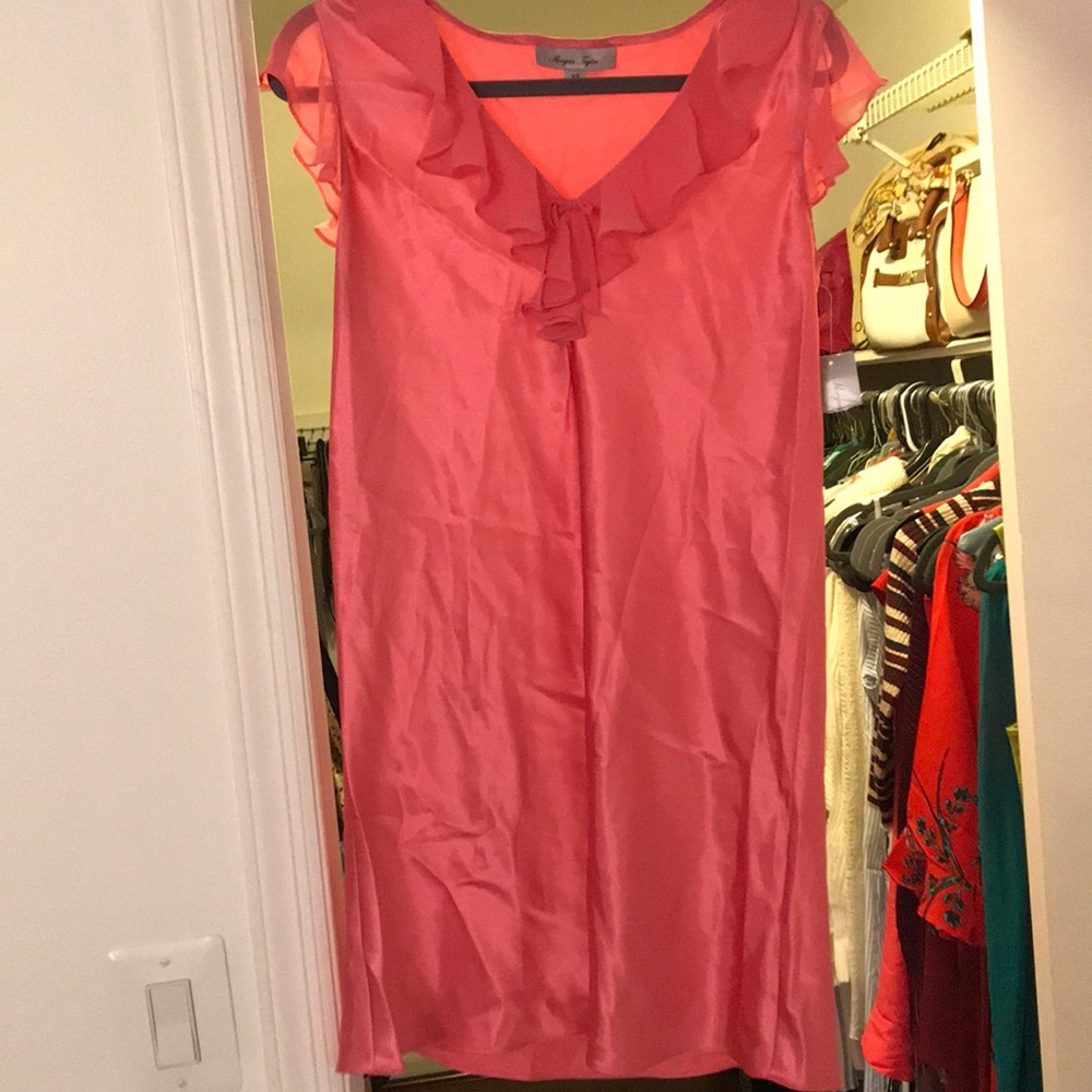 Pink silk ruffle night gown, NWT!